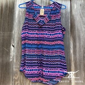 Blue/Pink Sleeveless Blouse Sz med